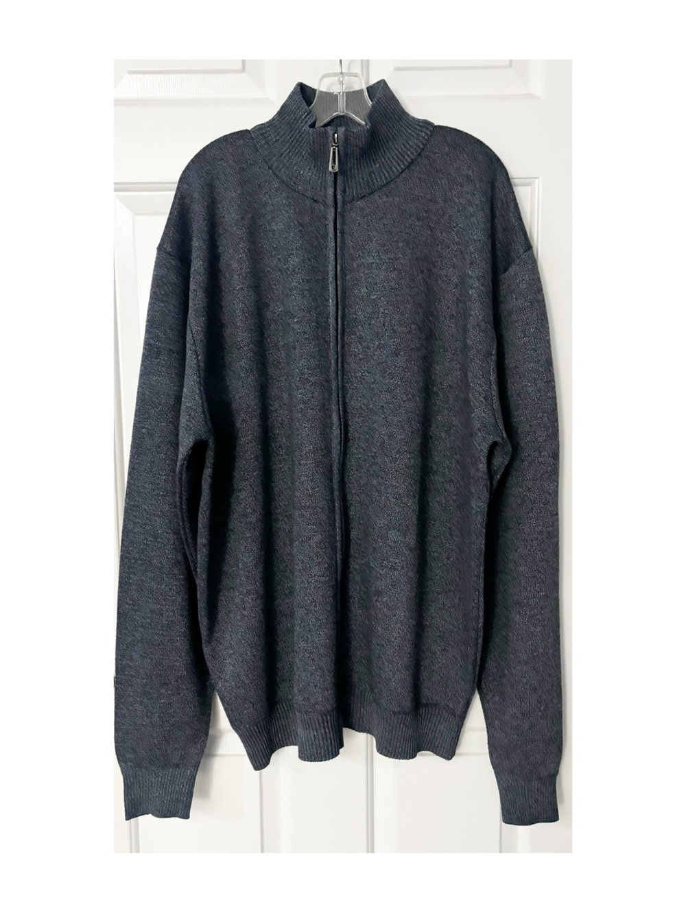 Mens True Rock Big & Tall Grey & Black Full Front Zipper Sweater, Size 4X